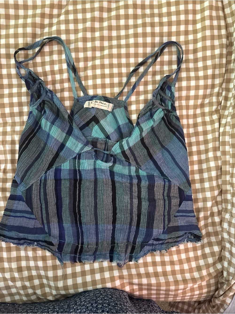 Free People Striped Blue Tank Top